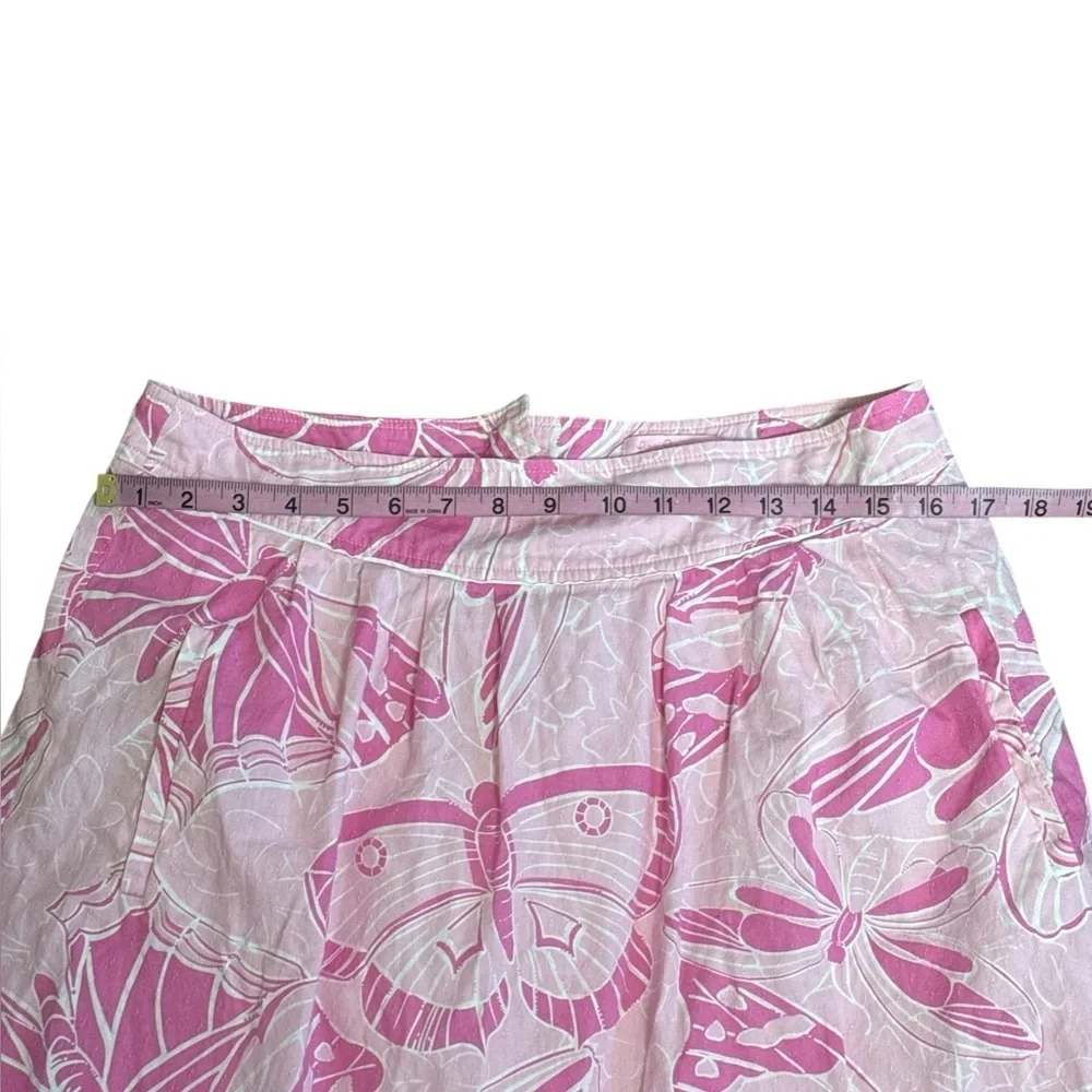 Lilly Pulitzer Pink Butterfly Skirt Size 8 Resort Preppy Cotton